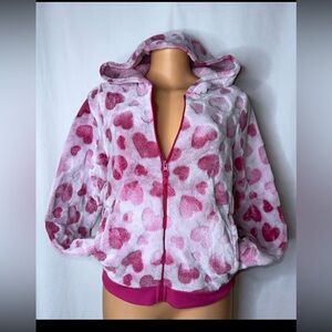 Pink Heart Patterned Hoodie